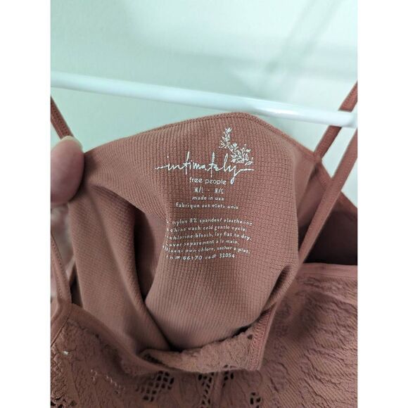 Intimately Free People Solstice Seamless Ribbed Lace Pink Bodysuit - Size M/L - Picture 6 of 6